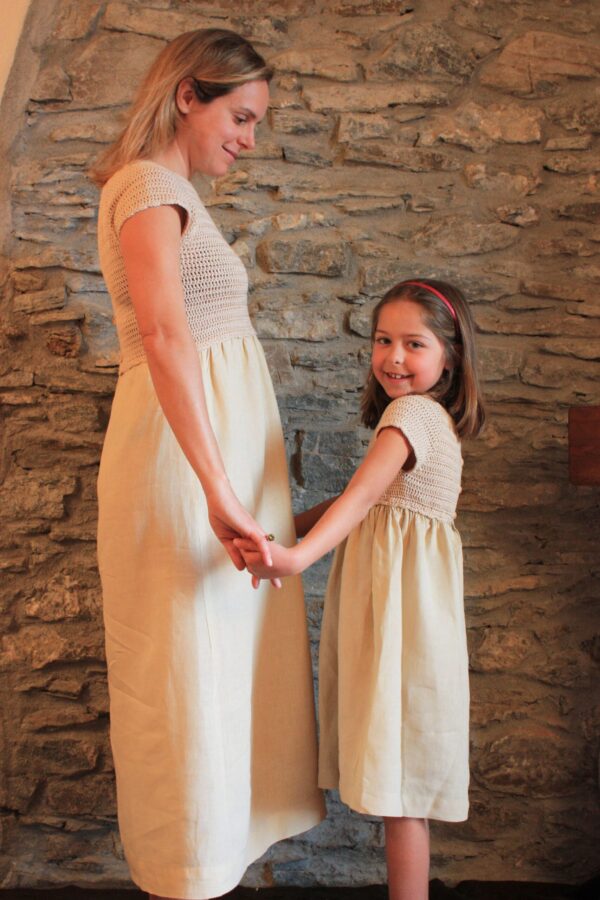 Beige linen dress